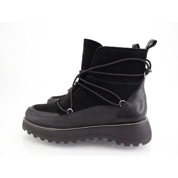 Lucky Brand Caelia Casual Bootie Womens 9.5 Black Leather Platform Wedge Lace Up - Picture 3 of 11